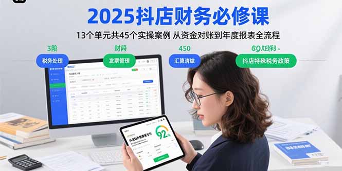 2025抖店财务必修课：13个单元共45个实操案例 从资金对账到年度报表全流程-宝藏屋创业网