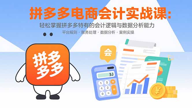拼多多电商会计实战课：轻松掌握拼多多特有的会计逻辑与数据分析能力-宝藏屋创业网