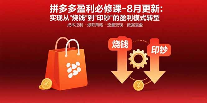 拼多多盈利必修课-8月更新：突破运营瓶颈 实现从烧钱到印钞的盈利模式转型-宝藏屋创业网