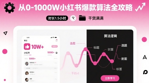 从0-1000W小红书爆款算法全攻略，时长1.5小时，干货满满-宝藏屋创业网