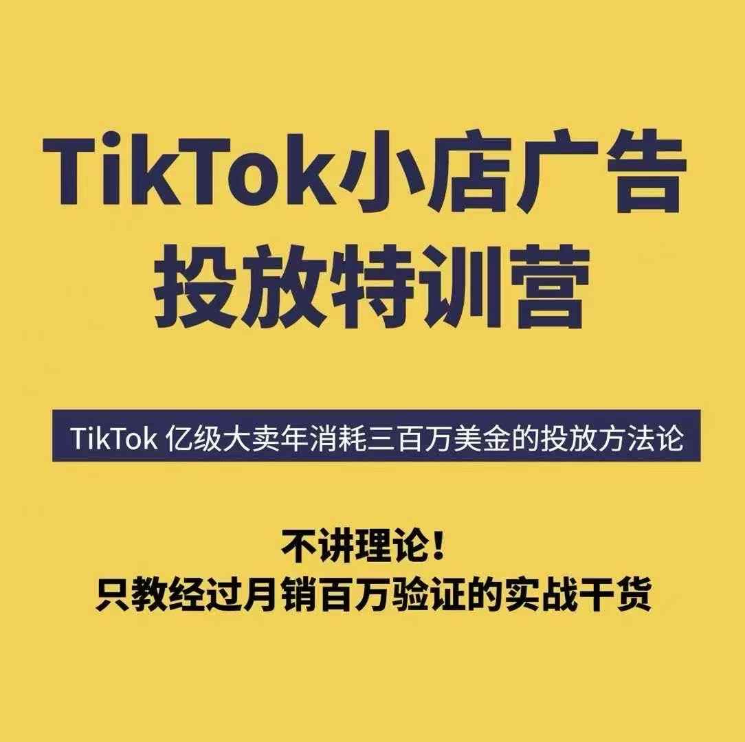 TikTok小店广告投放特训营，6天破局计划专治各种“投不动”，教你经过月销百万验证的实战干货-宝藏屋创业网