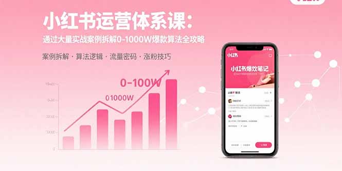 小红书运营体系课：通过大量实战案例拆解0-1000W爆款算法全攻略-宝藏屋创业网