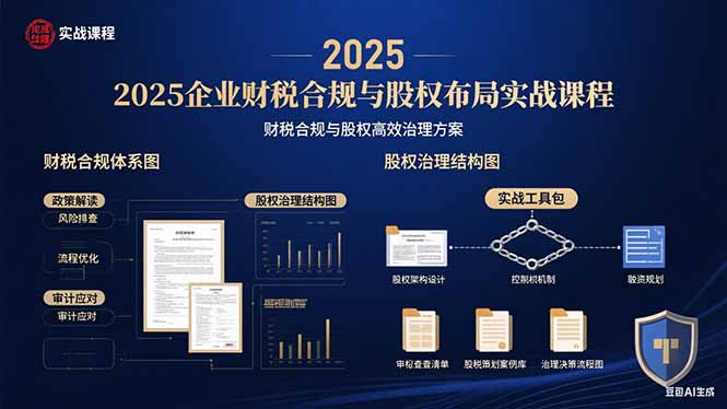 2025企业财税合规与股权布局的实战课程：财税合规与股权高效治理方案-宝藏屋创业网