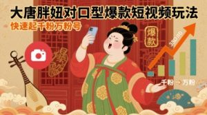 大唐胖妞对口型爆款短视频玩法,快速起千粉万粉号-宝藏屋创业网