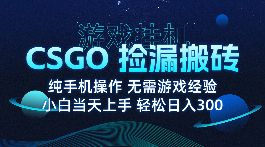 8月最新游戏搬砖，CSGO纯挂机，不需要玩游戏，实现真挂机，月入1W+-宝藏屋创业网