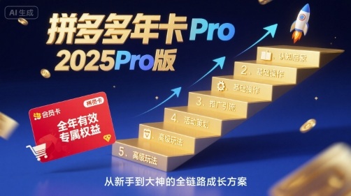 拼多多年卡2025Pro版，五大板块从认知到基础、从推广到活动、从活动到玩法-宝藏屋创业网
