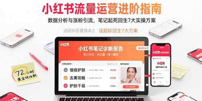 小红书流量运营进阶指南，数据分析与涨粉引流，笔记起死回生7大实操方案-宝藏屋创业网