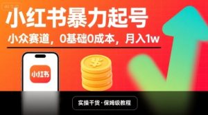 小红书暴力起号,小众赛道,0基础0成本,月入1w-宝藏屋创业网