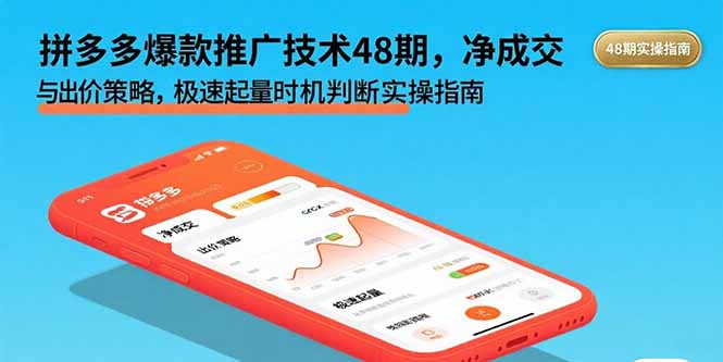 拼多多爆款推广技术48期，净成交与出价策略，极速起量时机判断实操指南-宝藏屋创业网