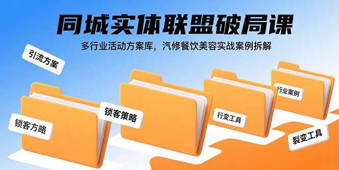 同城实体联盟破局课，多行业活动方案库，汽修餐饮美容实战案例拆解-宝藏屋创业网