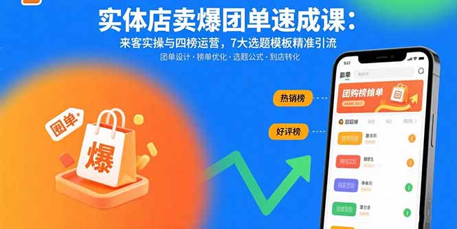 实体店卖爆团单速成课：来客实操与四榜运营，7大选题模板精准引流-宝藏屋创业网
