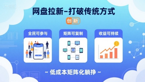 网盘拉新-打破传统方式，低成本矩阵化躺挣，全民可参与、矩阵可复制、收益可持续【揭秘】-宝藏屋创业网