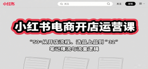 小红书电商开店运营课:从开店流程、选品上品到笔记爆流与流量逻辑-宝藏屋创业网