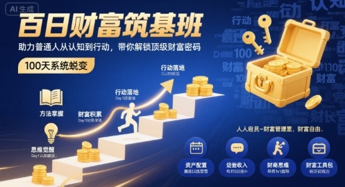 百日财富筑基班，助力普通人从认知到行动，带你解锁顶级财富密码-宝藏屋创业网