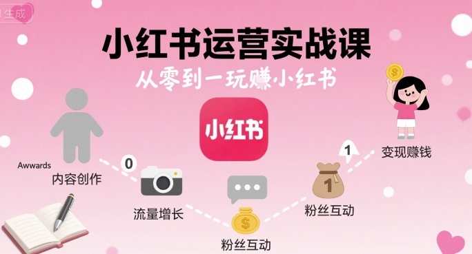 小红书运营实战课，从零到一玩賺小红书-宝藏屋创业网