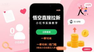 悟空直搜拉新小红书实操教学,一单10米,低门槛,0粉丝小白也能日入多张-宝藏屋创业网