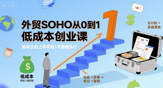 外贸SOHO从0到1低成本创业课，能够立刻上手实操与落地执行-宝藏屋创业网
