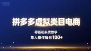 拼多多虚拟类目电商,零基础实战教学,单人操作每日100+-宝藏屋创业网