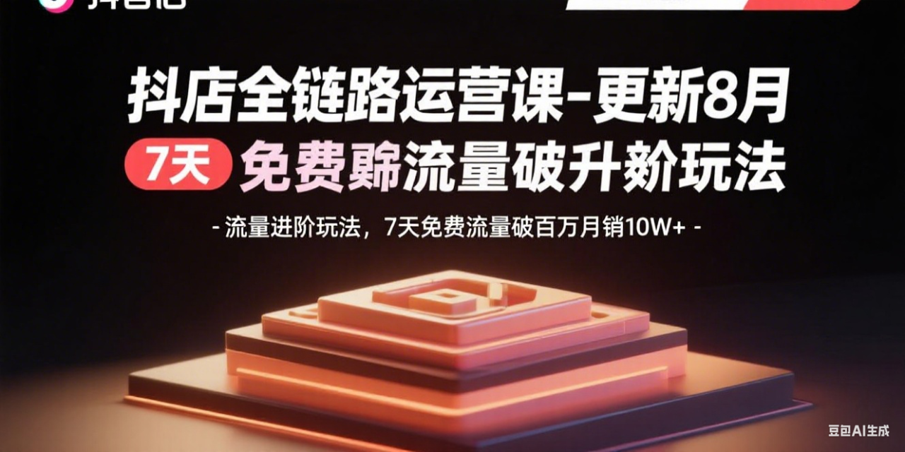 抖店全链路运营课-更新8月：流量进阶玩法，7天免费流量破百万月销10W+-宝藏屋创业网