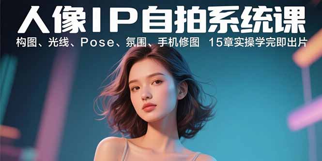人像IP自拍系统课：构图、光线、Pose、氛围、手机修图 15章实操学完即出片-宝藏屋创业网