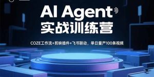 AI Agent实战训练营,COZE工作流+剪映插件+飞书联动,单日量产100条视频-宝藏屋创业网