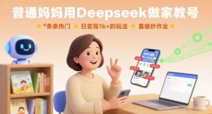 普通妈妈用Deepseek做家教号,条条热门,日变现1k+的玩法,直接抄作业-宝藏屋创业网
