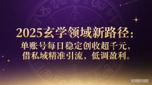 2025玄学领域新路径:单账号每日稳定创收1k+,借私域精准引流,低调盈利-宝藏屋创业网