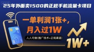 25年外面卖1500的正规手机流量卡项目,一单利润1张+,月入过1W,人人可做(推广技术+正规渠道)【揭秘】-宝藏屋创业网