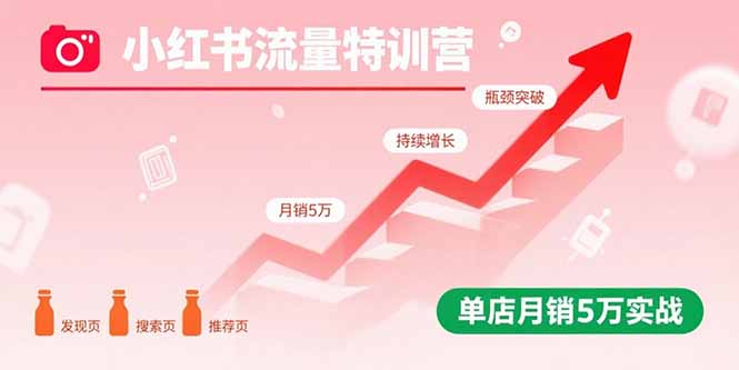 小红书流量特训营：突破流量瓶颈，实现店铺持续增长，单店月销5万实战-宝藏屋创业网