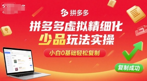 拼多多虚拟精细化少品玩法实操，小白0基础轻松复制-宝藏屋创业网