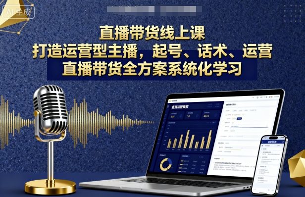 直播带货线上课，打造运营型主播，起号、话术、运营，直播带货全方案系统化学习-宝藏屋创业网