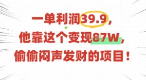 一单利润39.9,有人靠这个变现几十个,偷偷闷声发财的项目-宝藏屋创业网