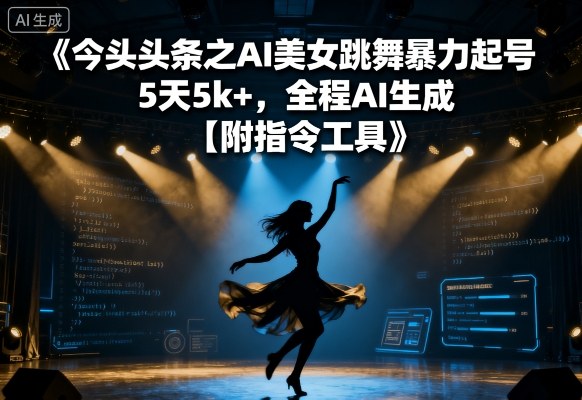 今日头条之AI美女跳舞暴力起号，5天1k+，全程AI生成【附指令工具】-宝藏屋创业网