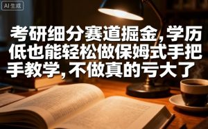 考研细分赛道掘金,日入1k+,学历低也能轻松做保姆式手把手教学,不做真的亏大了【揭秘】-宝藏屋创业网