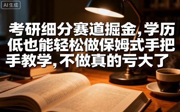 考研细分赛道掘金，日入1k+，学历低也能轻松做保姆式手把手教学，不做真的亏大了【揭秘】-宝藏屋创业网