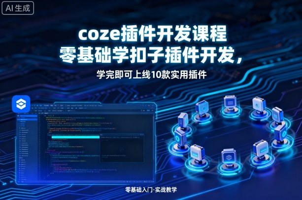 coze插件开发课程，零基础学扣子插件开发，学完即可上线10款实用插件-宝藏屋创业网
