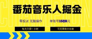 番茄音乐人掘金,单账号最高可撸1k+,可无限矩阵去做,零投入-宝藏屋创业网