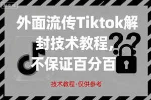 外面流传Tiktok解封技术教程,不保证百分百,具体自测-宝藏屋创业网