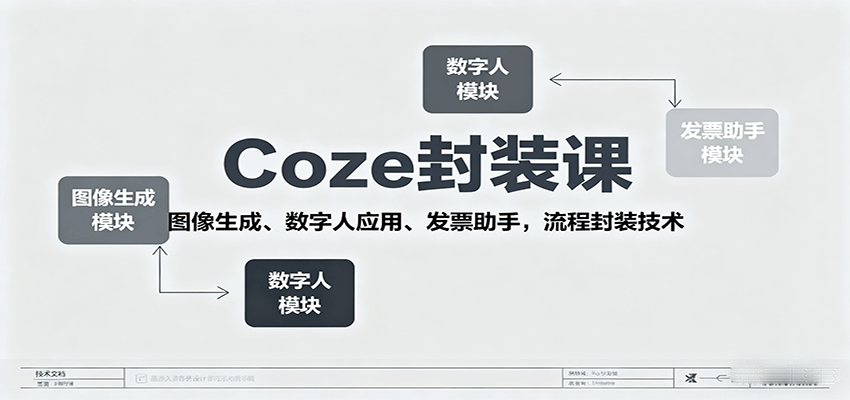 Coze封装课，图像生成、数字人应用、发票助手，流程封装技术-宝藏屋创业网