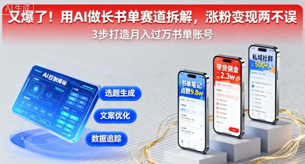 又爆了！用AI做长书单赛道拆解，涨粉变现两不误-宝藏屋创业网