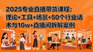 2025专业直播带货课程:理论+工具+场景+50个行业话术与10w+直播间拆解案例-宝藏屋创业网
