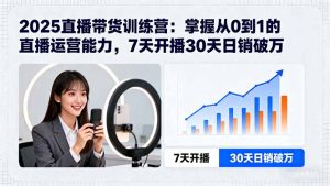 2025直播带货训练营:掌握从0到1的直播运营能力,7天开播30天日销破万-宝藏屋创业网