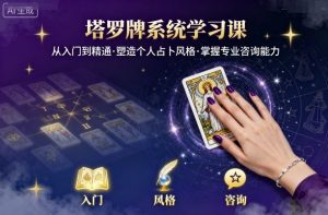 塔罗牌系统学习课,助你从入门到精通,塑造个人占卜风格,掌握专业咨询能力-宝藏屋创业网