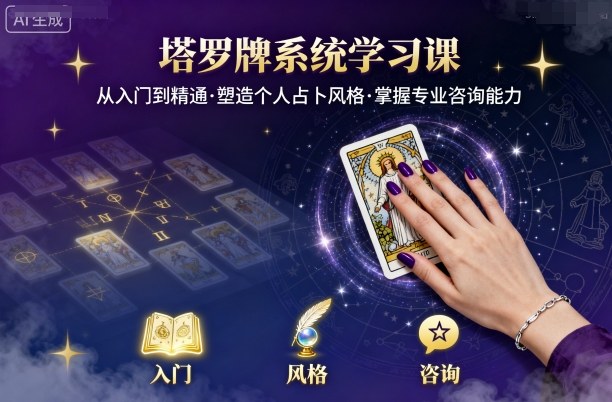塔罗牌系统学习课，助你从入门到精通，塑造个人占卜风格，掌握专业咨询能力-宝藏屋创业网
