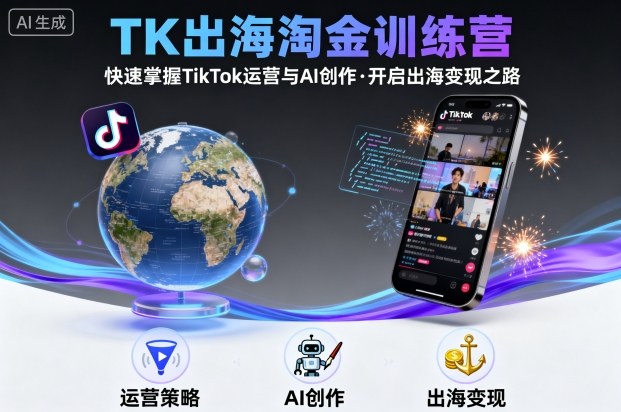 TK出海淘金训练营，助你快速掌握TikTok运营与AI创作，开启出海变现之路-宝藏屋创业网