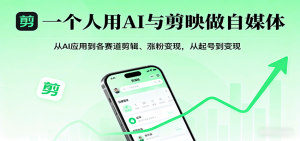 一个人用AI与剪映做自媒体,从AI应用到各赛道剪辑、涨粉变现,从起号到变现-宝藏屋创业网