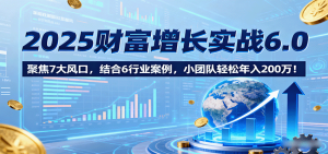 2025财富增长实战6.0,聚焦7大风口,结合6行业案例,小团队轻松年入200万!-宝藏屋创业网