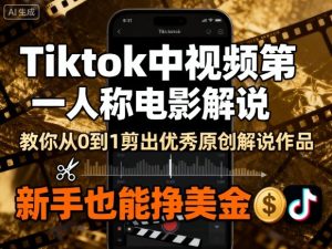 Tiktok中视频第一人称电影解说,教你从0到1剪出一个优秀的原创解说作品,新手也能挣美金-宝藏屋创业网