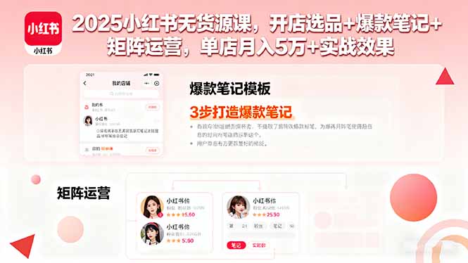https://wc.yk520.top/wp-content/uploads/2025/09/20250917061204-68ca513475844.jpeg 2025小红书无货源课,开店选品+爆款笔记+矩阵运营,单店月入5万+实战效果