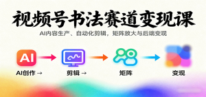 视频号书法赛道变现课:AI内容生产、自动化剪辑,矩阵放大与后端变现-宝藏屋创业网